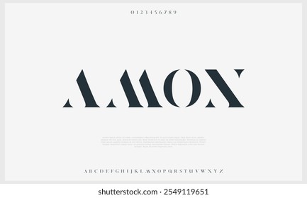 Amon, elegante clássico alfabeto letras fonte e número logotipo para marcas