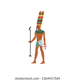 Amon, God of Black Heavenly Space, Air, Symbol of Ancient Egyptian Culture Vector Illustration