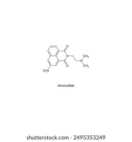 Amonafide flat skeletal molecular structure Antineoplastic drug used in cancer treatment. Vector illustration scientific diagram.
