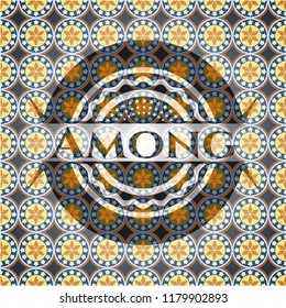 Among arabic badge background. Arabesque decoration.