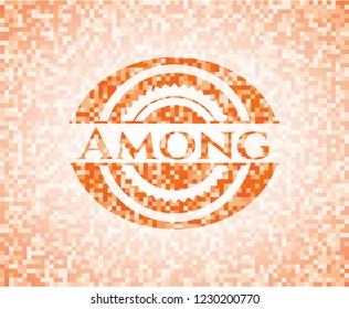 Among orange mosaic emblem with background