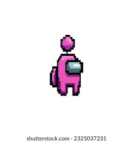 Entre Nosotros, El Personaje Del Juego Ilustración Cuta De Dibujo. píxel