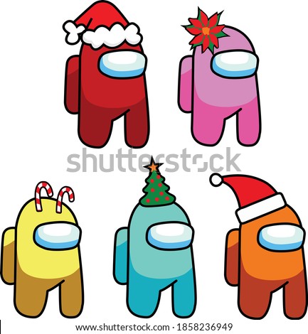 Among us Illustrator Art Game Character in Christmas Hats