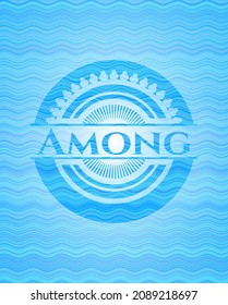 Among water wave representation style badge. Vector Illustration. Detailed. 