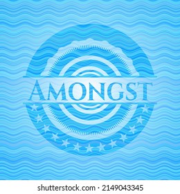 Amongst light blue water wave emblem background. Vector Illustration. Detailed. 