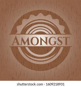 Amongst retro wood emblem. Vector Illustration.