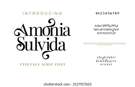 Amonia sulvida elegant alphabet wedding fashion font. Minimal modern urban typography. Vector illustration