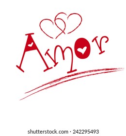 Amor hand lettering -- handmade calligraphy, vector