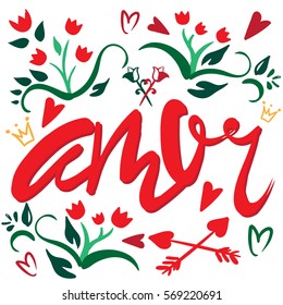 Amor Love Spanish Original Custom Hand Stock Vector (Royalty Free ...