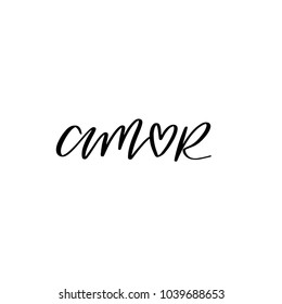 Amor, Vector Love Calligraphy, Sweet Hand Lettering, Modern Script Font Marriage Lettering,Vector Poster with Modern Calligraphy