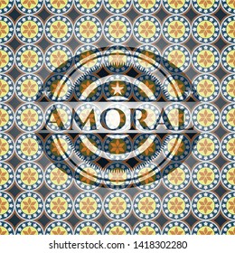 Amoral arabesque style emblem. arabic decoration.