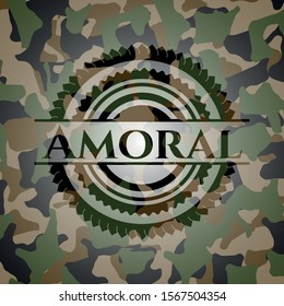 Amoral written on a camo texture. Vector Illustration. Detailed.