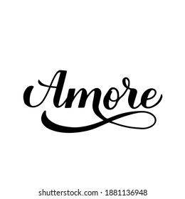 Amore calligraphy hand lettering. Love inscription in Italian. Valentines day typography poster. Vector template for banner, postcard, greeting card, t-shirt, logo design, flyer, sticker, etc.