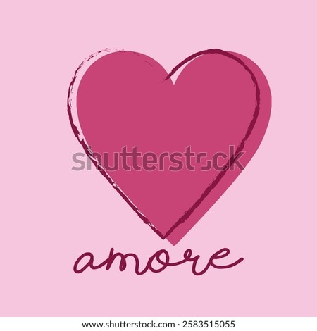 Amore hand drawing heart shape vector graphic.