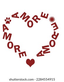 amore heart animal slogan tee