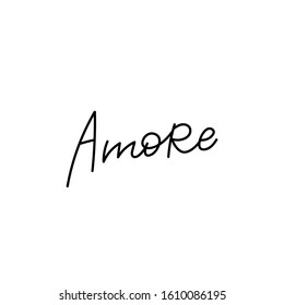 Amore italian love quote lettering. Calligraphy inspiration graphic design typography element. Hand written postcard. Cute simple black vector sign