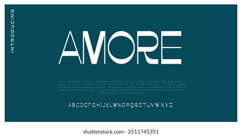 Amore Minimal logotipo de fonte de luxo alfabeto. Tipografia beleza moda elegante minimalista serif italic fontes decorativo casamento vintage retro logos. ilustração vetorial