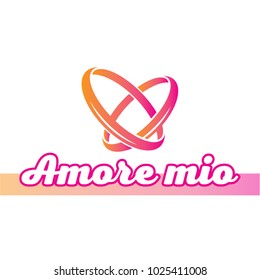 amore mio lettering 2 crossed pink rings
