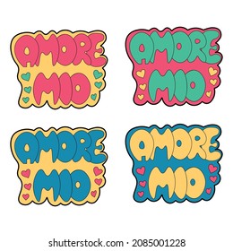 Amore Mio My Love Vector Letters Design in Different Colors.