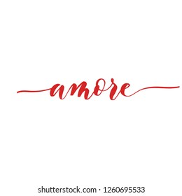 Amore - red Hand Drawing Vector Lettering design.