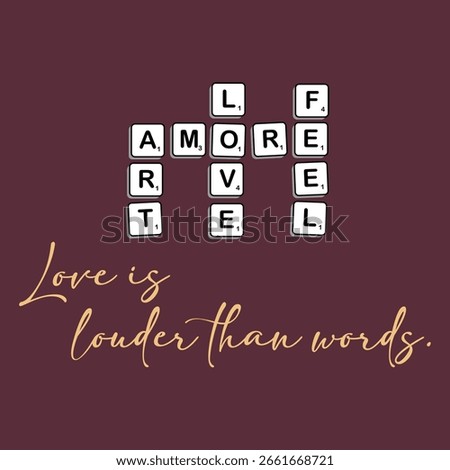 Amore scrabble typography art for print
