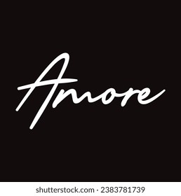 amore text on black background.