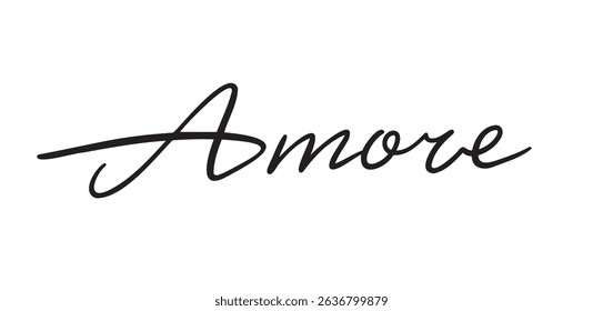 amore word hand drawn doodle lettering quote. Inspirational romantic valentines day message saying amore text. Handwritten style word. Vector illustration