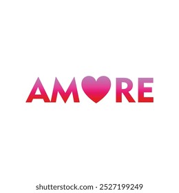 Amore word logo, icon, vector illustration