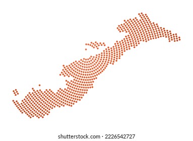 Amorgos dotted map. Digital style shape of Amorgos. Tech icon of the island with graduated dots. Captivating vector illustration.