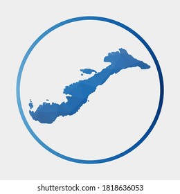 Amorgos icon. Polygonal map of the island in gradient ring. Round low poly Amorgos sign. Vector illustration.