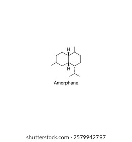 Amorphane skeletal structure.Sesquiterpene compound schematic illustration. Simple diagram, chemical structure.