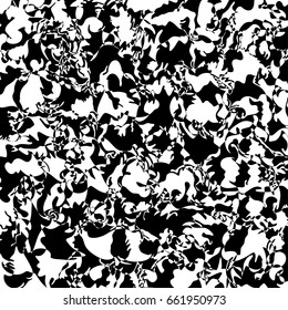 Amorphous abstract shapes intertwined, black and white