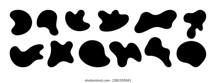 Amorphe Bauchvektoren in Sets. Asymmetrische, handgezeichnete Illustrationselemente