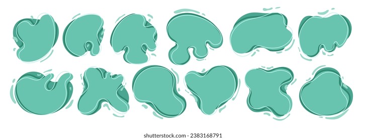 Amorphous blob vectors in sets. Asymmetrical hand drawn illustration elements