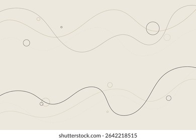 Amorphous geometric background with flowing black and red lines and abstract wave patterns over a cream backdrop