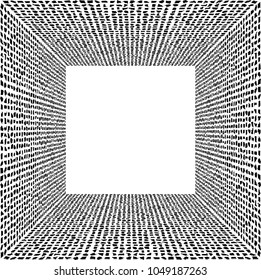 Amorphous tiny shapes comprising 3D distorted frame in solid black color