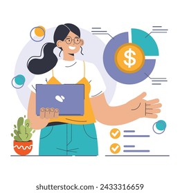 Amortization and depreciation set. Calculating the value for business assets over time. Company asset lifespan , capital valuation. Financial report. Flat vector illustration