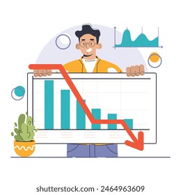 Amortization and depreciation set. Calculating the value for business assets over time. Company asset lifespan , capital valuation. Financial report. Flat vector illustration