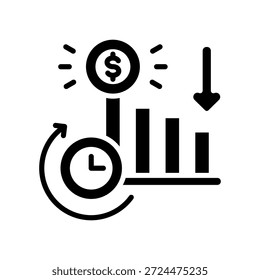 Ilustración vectorial de glifo de icono de amortización