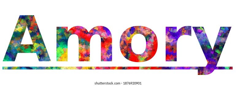 Amory. Colorful typography text banner. Vector the word amory design. Can be used to logo, card, poster, heading and beautiful title