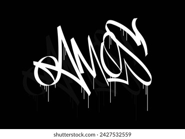 AMOS boy name graffiti tag style