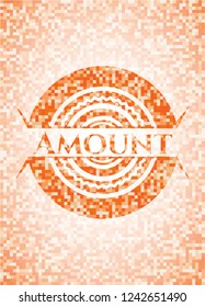 Amount abstract orange mosaic emblem with background