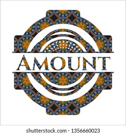 Amount arabic badge background. Arabesque decoration.