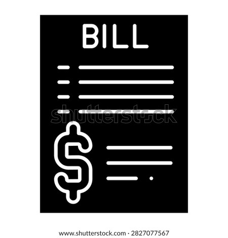 Amount Bill Glyph Icon Style