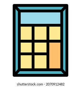 Amount calculator icon. Outline amount calculator vector icon color flat isolated