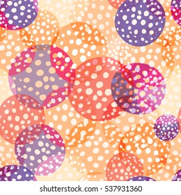 Amount circles seamless beautiful pattern. Repeat holiday dots texture background, vector.