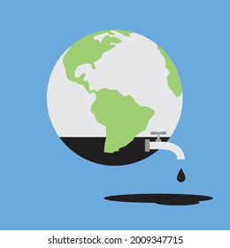 The amount of crude oil in the world is reduced, Vector illustration design concept in flat style