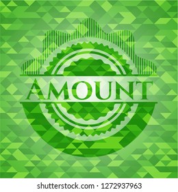 Amount green emblem. Mosaic background