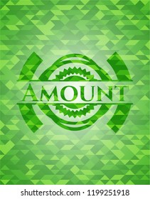 Amount green emblem with triangle mosaic background