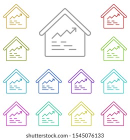 Amount, house, analytics multi color icon. Simple thin line, outline vector of real estate icons for ui and ux, website or mobile application
